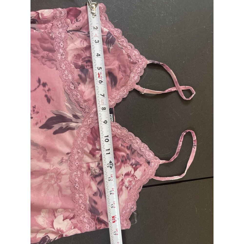 Y2K Babydoll Madden NYC Cocquette Pink Floral Lace Asymmetrical Slip Dress L - Picture 12 of 16